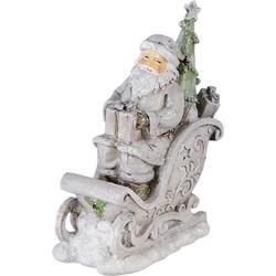 Clayre & Eef Beeld Kerstman 10x6x13 cm Grijs Polyresin Kerstdecoratie