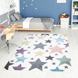 Tapijtenloods Vloerkleed Stars Laagpolig Anime Kids Creme Multi- 140x200 CM