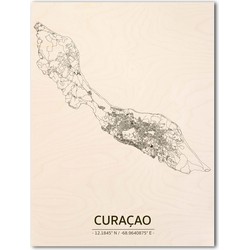 Houten Citymap Curaçao 100x80 cm 