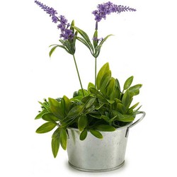 Arte r plantenpot/bloempot teil- zink - zilver - D12 x H17 cm - Plantenpotten