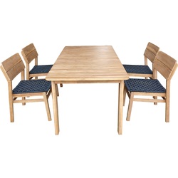 Jala Tuin Eetset - 5 stuks - Hout Acacia Licht Teak Look - Touw Plat 20mm Antraciet