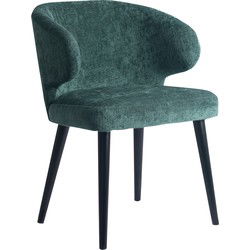 PTMD Fiori Petrol 502 Dining Chair Black Wood Legs