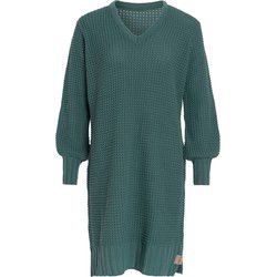 Knit Factory Robin Dames Jurk - Gebreide Trui Jurk - V-hals - Laurel - 36/38 - Knielengte