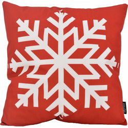 Red Snowflake | 45 x 45 cm | Kussenhoes | Katoen/Polyester