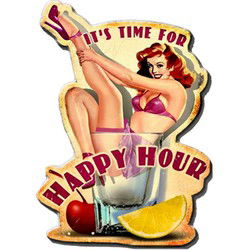 Clayre & Eef Wanddecoratie  32x45 cm Beige Roze Ijzer Happy Hour Muurdecoratie