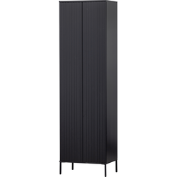 WOOOD New Gravure Hoge Kast - Grenen - Zwart - 210x60x42