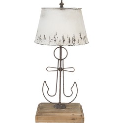 Clayre & Eef Tafellamp  Ø 35x79 cm Beige Bruin Hout Ijzer Bureaulamp