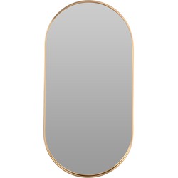 Home & Styling Ovale wandspiegel - goud - metalen frame - 72 x 32 cm - Spiegels