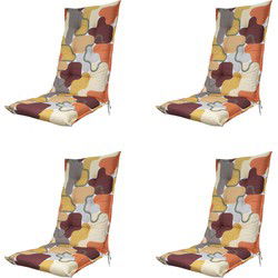 Madison -  Tuinstoelkussen Hoge Rug Grafi bordo - Ca. 123x50 cm - Set van 4