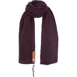Knit Factory Luna Gebreide Sjaal Dames & Heren - Colsjaal - Omslagdoek - Aubergine - 200x50 cm - Inclusief sierspeld
