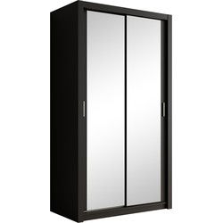 Meubella - Kledingkast Blake - Mat Zwart - 120 cm - Met spiegel