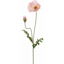 Papaver klaproos shiny 1 bloem roze kunstbloem zijde nepbloem - Driesprong Collection