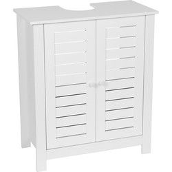 Wastafelonderkast Santorini met Uitsparing - met 2 planken - Wastafelmeubel - Wit MDF