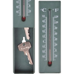 Buitenthermometer - sleutel verstopplek - groen - 16 cm - Buitenthermometers
