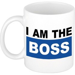 Blauwe I am the boss mok / beker voor heren 300 ml - Bekers