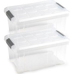 PlasticForte Opbergbak met deksel - 8x - 5L - transparant - 29x19x14cm - Opbergbox