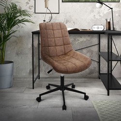 Bureaustoel op wielen bruin met kunstlederen bekleding en metalen frame ML design