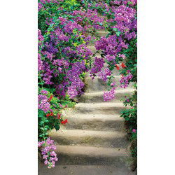 Tuinschilderij trap bloemen 130x70cm
