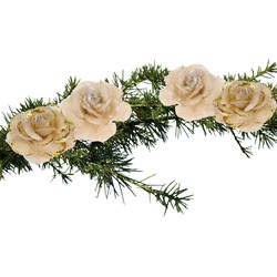 4x stuks decoratie bloemen rozen goud op clip 9 cm - Kunstbloemen