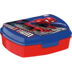 Marvel Spiderman broodtrommel/lunchbox voor kinderen - rood/blauw - kunststof - 20 x 10 cm - Lunchboxen