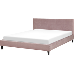 Beliani FITOU - Tweepersoonsbed-Roze-Fluweel