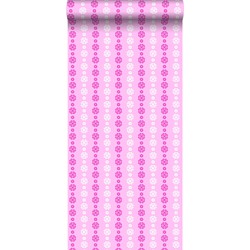 ESTAhome behang kant-motief zacht roze en wit