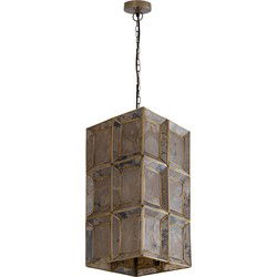 PTMD Layra Brass Stone Veneer Hanging Lamp Antique