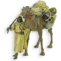 A BRONZE SCULPTURE OF A DROMEDARY WITH GUIDE