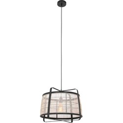 Anne Lighting hanglamp Capos - zwart - hout - 48 cm - E27 fitting - 3511ZW