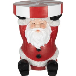 Clayre & Eef Bijzettafel Kerstman 39x39x54 cm Rood Polyresin