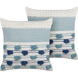DATURA  - Sierkussen set van 2 - Lichtblauw - 45 x 45 cm - Katoen