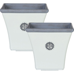 ELATEIA - Bloempot set van 2 - Wit - 32 cm - Klei-vezelmengsel