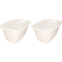 Kunststof wasmand - 2x - wit - 35 liter - 60 x 40 x 25 cm - Wasmanden