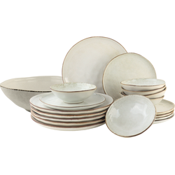 OTIX Serviesset met Saladeschaal - Bordenset - 6 Persoons - 19-delig - Beige - Keramiek - LILY