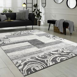 Laagpolig Modern Vloerkleed Sinovo - Geblokt - Grijs - 120x170 cm