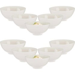 Vessia amuse kommetjes/serveer schaaltjes - set 12x stuks - wit - 10 x 6 cm - keuken/tafel - Serveerschalen