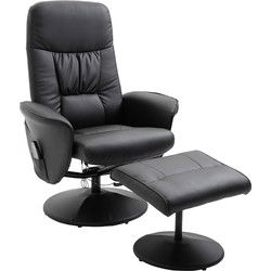 4goodz Relaxfauteuil met Massagestoel met voetenbank Kunstleer - Zwart