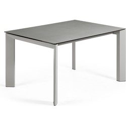 Kave Home - Axis uitschuifbare tafel van porselein met grijs stalen poten 140 (200) cm