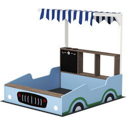 4goodz Zandbak met zitbank, tafel en zonnedak 104x90x108 cm - Blauw