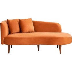 Beliani CHAUMONT - Chaise longue-Oranje-Fluweel