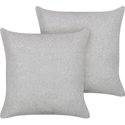 LEUZEA - Sierkussen set van 2 - Grijs - 60 x 60 cm - Bouclé