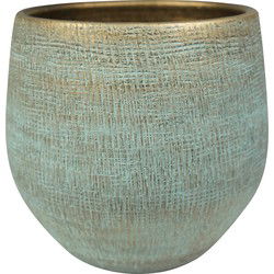 Steege Plantenpot - moderne look - shiny blauw - 36 x 32 cm - keramiek - Plantenpotten