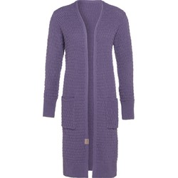 Knit Factory Jaida Lang Gebreid Dames Vest - Violet - 40/42 - Met steekzakken
