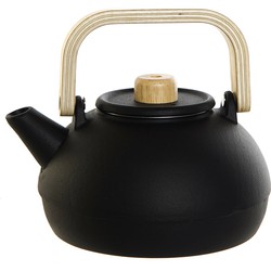 Items Kitchen Theepot - gietijzer - 900 ml - mat zwart - Theepotten