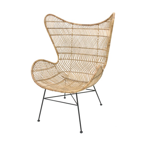 HKliving rotan stoel egg chair naturel in bohemian stijl 74x82x110cm - 