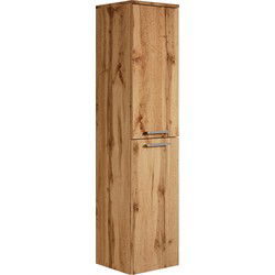 Badplaats Badkamerkast Saturnus 35 x 35 x 130 cm - Eiken - Hangende Kolomkast met Twee Deuren