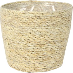 Steege Plantenpot - beige - gevlochten zeegras - 18 x 16 cm - Plantenpotten