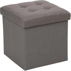 Atmosphera Poef/hocker/voetenbankje - opbergbox - donkergrijs - PU/MDF - 38 x 38 cm - Poefs