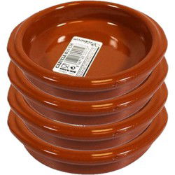 Concorde Tapas serveer of ovenschaaltje - 4x - terracotta - D10 x H2 cm - Snack en tapasschalen