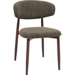 Eetkamerstoel - Groen/Walnoot - Zithoogte 47cm - 54x52x78cm - Alexia - Set van 2